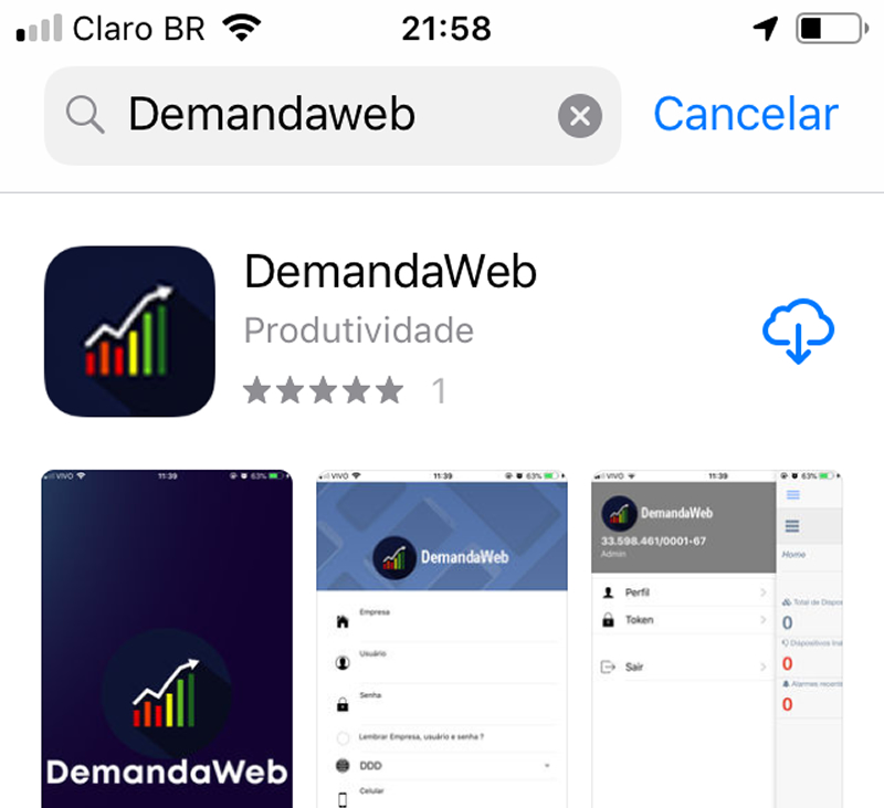 Aplicativo DemandaWeb na Apple Store
